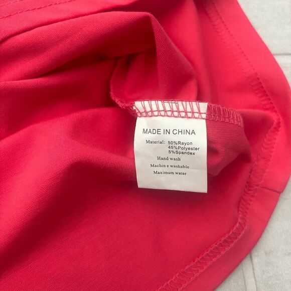 Sarin Mathews Bodycon Dress Surplice V Neck Short Sleeve Pink Ruched Tulip Hem S - Picture 6 of 7